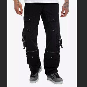 Hot Topic Black Zipper Cargo Strappy Goth Punk Pants Sz M